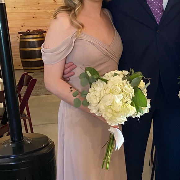 Birdy Grey “Spence” taupe chiffon bridesmaid dress - Picture 2 of 2